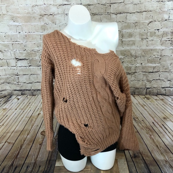 Forever 21 Sweaters - Distressed off the shoulder oversized sweater S